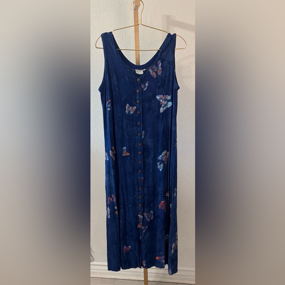 Wenger Hawaiian Inspiration- Navy Butterfly Print Maxi Dress- Medium